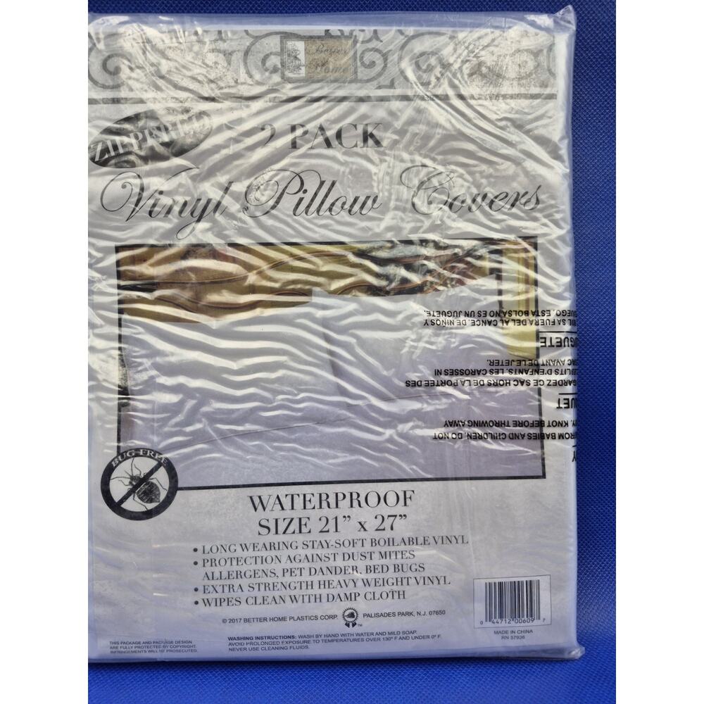 2 Pack Zippered Vinyl Pillow Covers Waterproof 21x27"